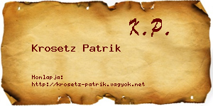 Krosetz Patrik névjegykártya